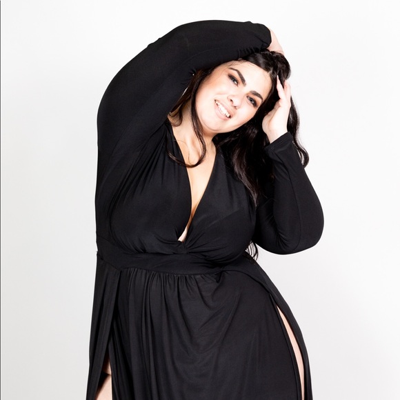 Plus Size ‘Gemini’ Double Slit Maxi Dress - Picture 4 of 7